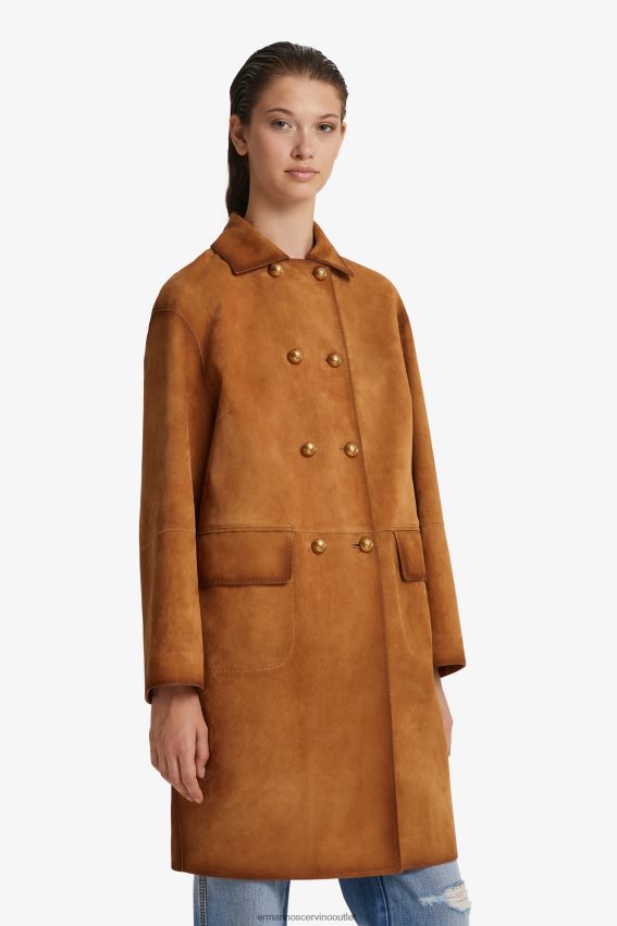 Apparel NZ Ermanno Scervino Women Suede Coat Brown 2H2X2836