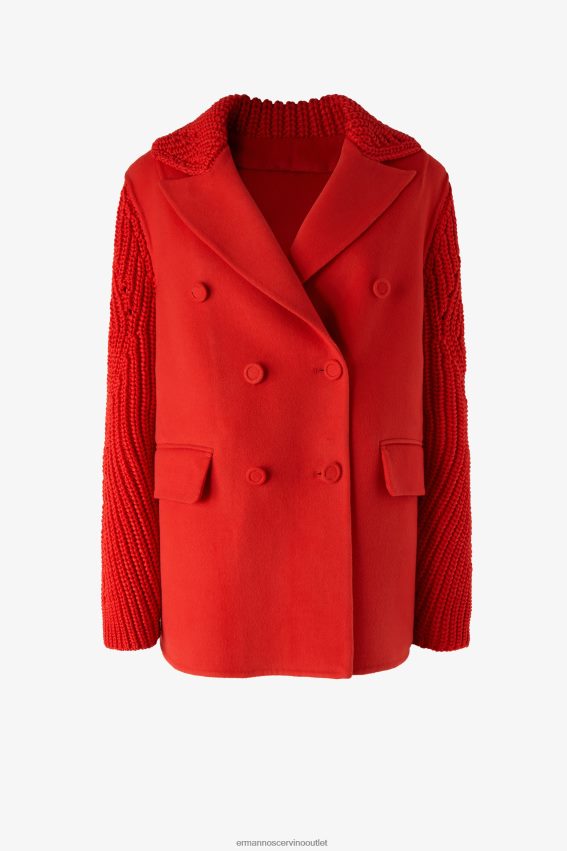 Apparel NZ Ermanno Scervino Women Wool And Knit Fabric Pea Coat Red 2H2X2839