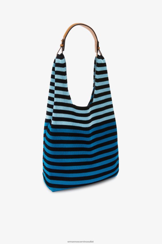 Bag NZ Ermanno Scervino Women Striped Hobo Bag Blue 2H2X28137