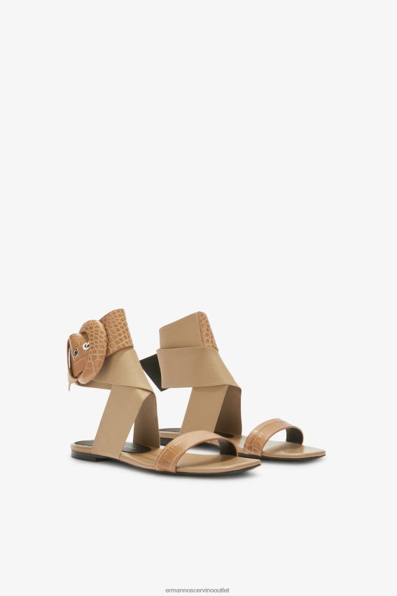 Shoes NZ Ermanno Scervino Women Buckled Flat Sandals Beige 2H2X28167