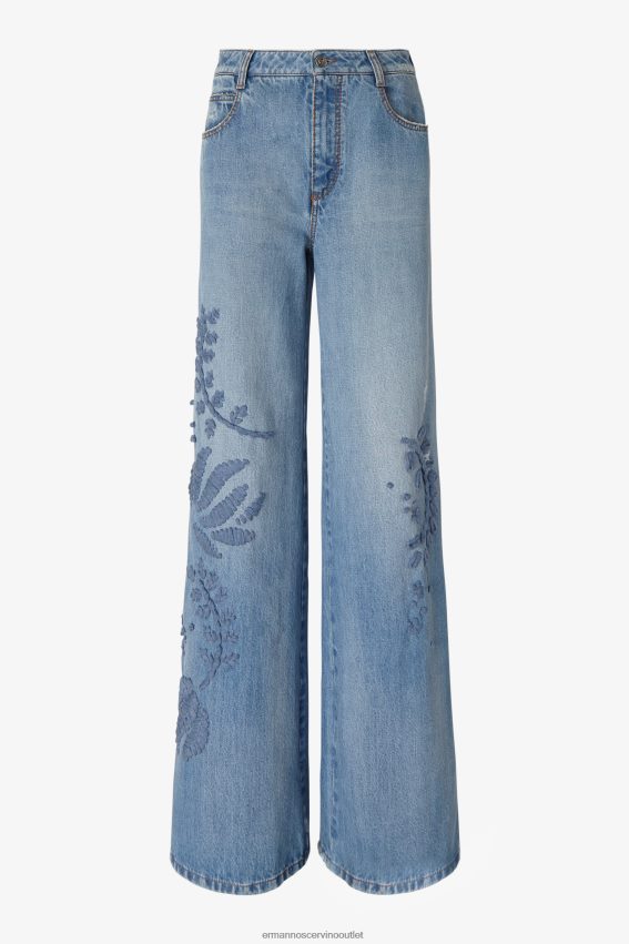 Apparel NZ Ermanno Scervino Women Embroidered Palazzo Jeans Blue 2H2X28108