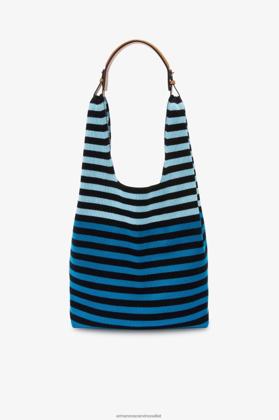 Bag NZ Ermanno Scervino Women Striped Hobo Bag Blue 2H2X28137